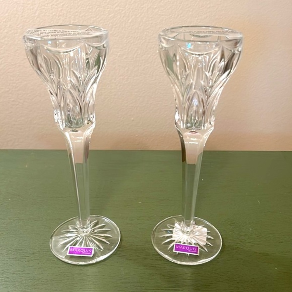 NWT Marquis by Waterford Canterbury Crystal Candlestick Holders #40007596 Qty 2